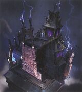 Concept art of the back of the Lonesome Manor