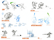 Different scrapped attacks Mickey could do.