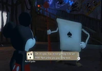 Ace of Spades presenting Mickey with the challenges