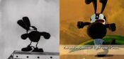 Oswald puffing out his chest and ready to fight. Compare (Left) From "Sky Scrappers" (Right) From "Epic Mickey"