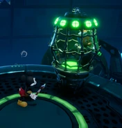 Gremlin Omega in Epic Mickey: Rebrushed in a cage