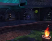 Statue of Oswald next to a steam pressure control unit