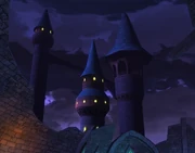 One of the Fireworks launch towers with other spires next to it