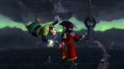 Captain Hook fighting Pete Pan