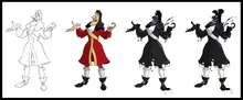 Model sheet for Captain Hook and its "blotted" form