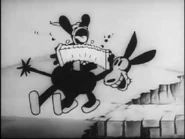 Oswald riding his steed and singing