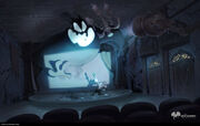 Mickey fighting a Blot version of Pete in an abandoned cinema