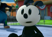 Oswald thinking about what the Mad Doctor is saying in Epic Mickey 2: The Power of Two