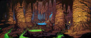 A piece of concept art of a cave-like design.