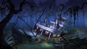 Mickey approaching the Sunken Steamer