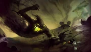 Concept art by Shawn Melchor of Mickey battling the Shadow Blot