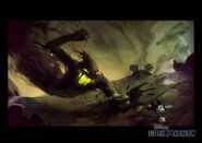 Concept art by Shawn Melchor of Mickey battling the Shadow Blot