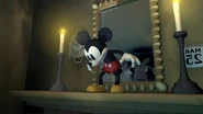 Mickey entering the lab in Epic Mickey reminiscent of how he did in Thru the Mirror