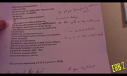 Hitchcock's scrapped lyrics as seen in the Behind the Scenes