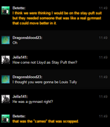 Mike Betette explaining on chat why he did not portray the Stay Puft Marshmallow Man