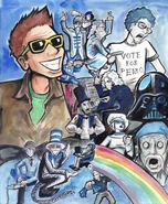 Mary Doodles' drawing of all the Season 1 characters portrayed by Nice Peter