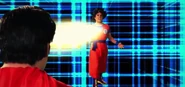 Superman attacking Goku as shown in the Behind the Scenes