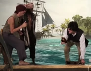Bryce Wissel, Shaun Lewin, and Donnie Davis as Blackbeard's pirates