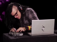 Skrillex with his equipment
