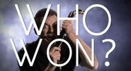 Due to an error in editing, there is a single frame where Vince by himself appears in the "Who Won" sequence.