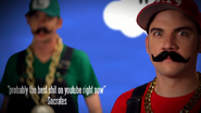 EpicLLOYD and Nice Peter as Mario and Luigi, respectively with Socrates' quote