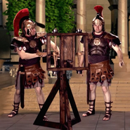 Roman soldiers preparing to fire a ballista