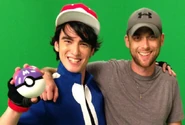 A picture of Ketchum, who had a Master Ball in his hand, and Nice Peter
