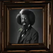 A preview of J. B. Smoove as Frederick Douglass during the Behind the Scenes end slate of the video