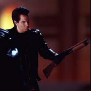 The Terminator seen with his shotgun