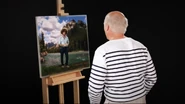 Bob Ross inside his own painting