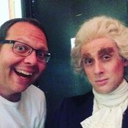 Mike Betette with Nice Peter as Thomas Jefferson posted on Betette's Instagram account