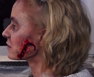 Amy Bury putting make-up on to portray a walker