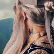 A close up of MC Jin's tattoo, which appears in the battle