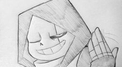 This is Epic Sans from Epictale, I only have 2 or three more Au Sanses left  in my Error Won collection after this one, after that will be different  stuff I've drawn