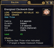 Bauble energized clockwork gear