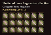 Shattered bone fragments collection