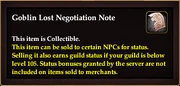 Goblin Lost Negotiation Note