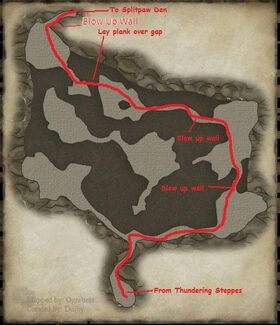 The solo route through Splitpaw Upper Tunnels. Map by EQ2MAP.