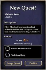 New Quest window.