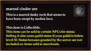 Marred cinder ore