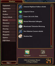 Character Window Mounts Tab
