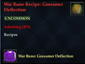 War Rune Recipe: Gossamer Deflection | EverQuest 2 Wiki | Fandom