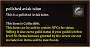 Polished aviak talon