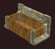 An opened crate visible