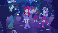Apple Bloom, Sweetie Belle, and Scootaloo (look at her). Is that the Gangnam Style behind them!?