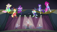 Equestria Girls flying over the stage EGDS50