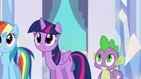 Twilight and Spike hearing Sunset's story EG