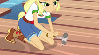 Applejack gently hammering a nail EG4