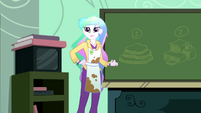 Principal Celestia wearing a dirty apron SS8