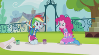 Rainbow and Pinkie making a banner EG2